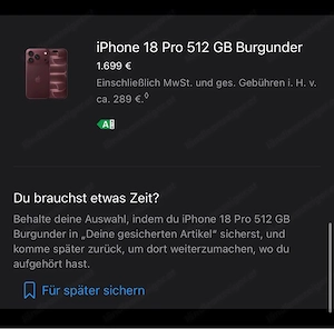 iPhone 18 Pro 512 GB Burgunder   NEU & OVP Bild 3