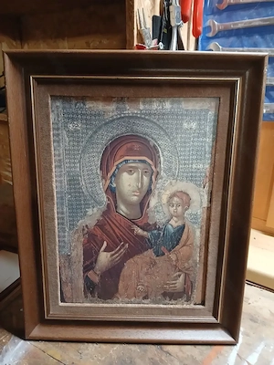 Ikone  Maria mit dem Jesukind   ca. 14. Jahrhundert ( Kunstdruck )