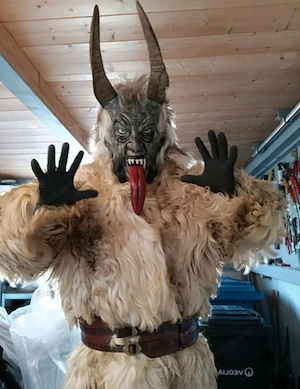 Krampus Perchten Kostüm Komplett Set (Fell Anzug+Maske+Gürtel) Bild 2