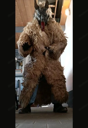 Krampus Perchten Kostüm Komplett Set (Fell Anzug+Maske+Gürtel) Bild 4