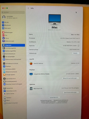 iMac 27" 5k 2017, I5 3.5Ghz, RP575, 8GB RAM, 1TB FD Bild 2