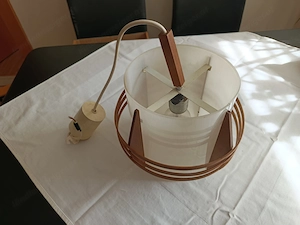 Original 60er - 70er Hängelampe Kunstoff & Holz Bild 2