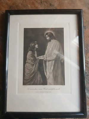 Heiligenbild  Jesus reicht einer Frau die Hand
