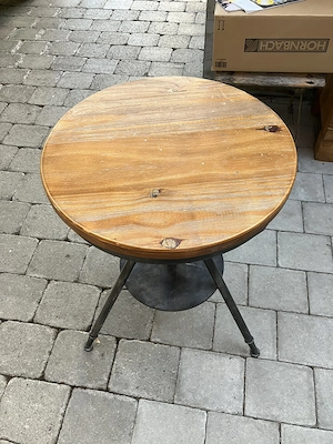 Beistelltisch Retro Vintage Höhenverstellbarer Tisch Holz Metall Ausgefallen Bild 3
