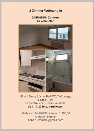 2 Zimmer Wohnung in Dornbirn