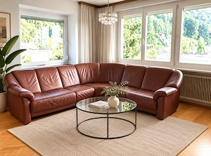 Sofa Garnitur Leder Vintage Bild 2