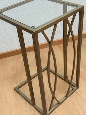 Blumenständer messingfarben, Metall mit Glasplatte Bild 4