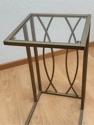 Blumenständer messingfarben, Metall mit Glasplatte