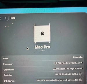 MacPro 7.1 Xeon 16Core 3,2GHz Vega pro 2 32 192 GB DDR4 2TB ssd Bild 6