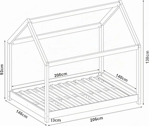 Kinder-Hausbett 140x200 weiß + Kindermatratze, zu verschenken Bild 3