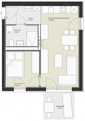 2-Zi-Eckwhg EG 37qm, Miete 915eur (exkl BK 155eur) provisionsfrei Bild 5