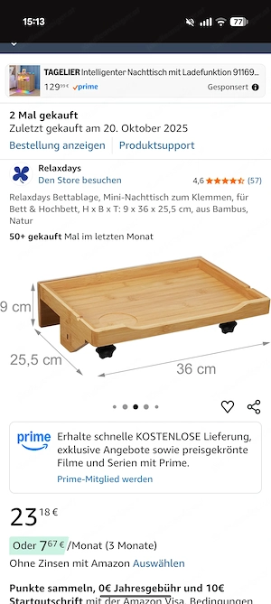 Nachttisch zum Klemmen 