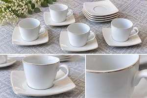 4 Stk. Kaffeehäferl mit Goldrand