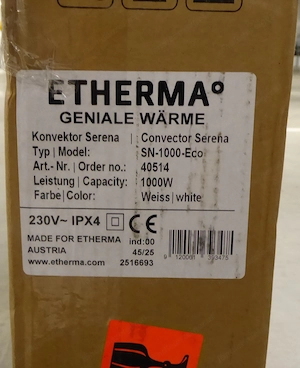 Elektro-Konvektor Elektro-Heizkörper 1x1000 W, 1x 500 W, weiß, neu Bild 5