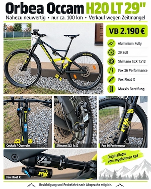 Orbea Occam H20 LT 29 Zoll   Shimano SLX   FOX Fahrwerk   nahezu neuwertig!