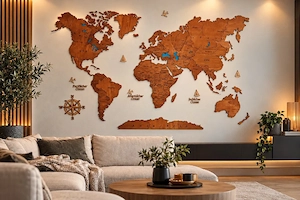 Holz Weltkarte Wanddeko 160 cm * 102 cm