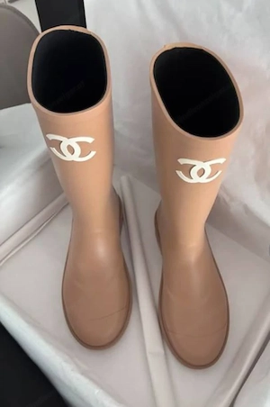 Chanel Gummistiefel Beige Gr.40 Neu