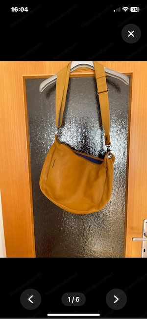 Lederhandtasche in ocker, kaum getragen, Bild 5