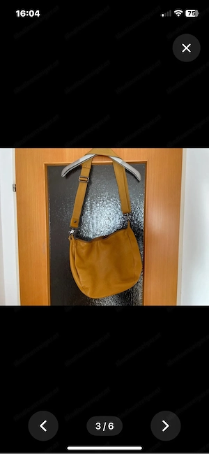 Lederhandtasche in ocker, kaum getragen, Bild 3