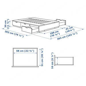 IKEA NORDLI Doppelbett 180x200 weiß mit 6 Schubladen + 2 Matratzen Bild 3