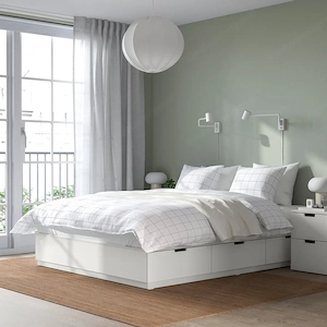 IKEA NORDLI Doppelbett 180x200 weiß mit 6 Schubladen + 2 Matratzen
