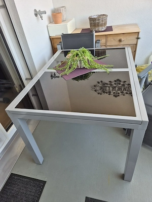 Gartenmöbel aus Alu, Tisch + 4 Hochlehner
