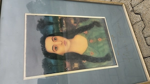 Gerahmter Kunstdruck   Lithografie   Timna Brauer (Frau mit Zöpfen) Bild 3