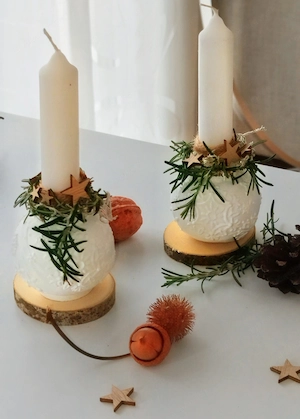 Deko Tisch 2 Kerzenständer mit Kerzen neu Bild 2