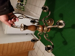 Deckenlampe aus Holz und Glas