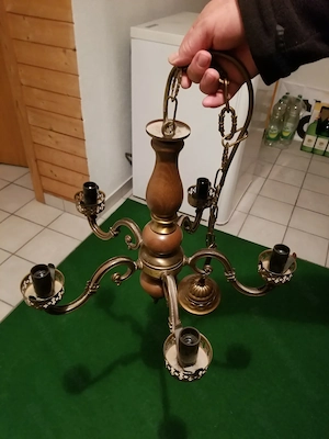 Deckenlampe aus Holz und Glas