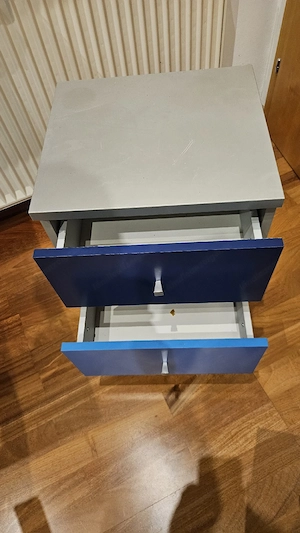 Kästchen in blau und silber, Kasten mit zwei Schubladen Bild 2