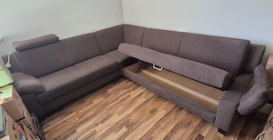 Wohnlandschaft   Sofa- Stoffbezug dunkelbraun. Liegefunktion Bild 2