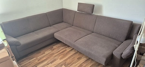 Wohnlandschaft   Sofa- Stoffbezug dunkelbraun. Liegefunktion Bild 3
