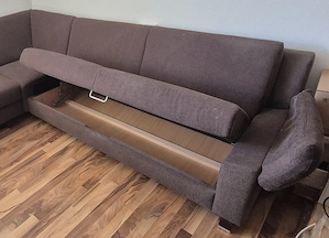 Wohnlandschaft   Sofa- Stoffbezug dunkelbraun. Liegefunktion Bild 4