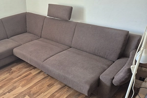 Wohnlandschaft   Sofa- Stoffbezug dunkelbraun. Liegefunktion Bild 5