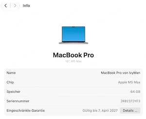 Apple MacBook Pro 16 M5 Max  64 GB RAM  2 TB SSD  Silber Bild 6