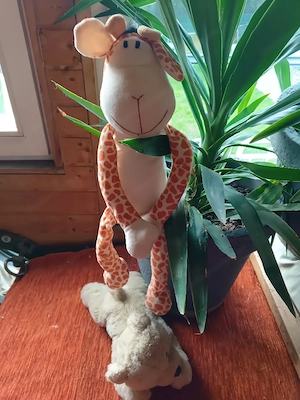 Stofftiere Klettgiraffe& Plüschhund 