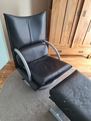 Rolf Benz  Ledersessel mit Hocker Vintage Sessel Bild 2