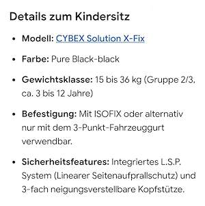 Kindersitz Cybex mit ISOFIX 15-36 kg Bild 5