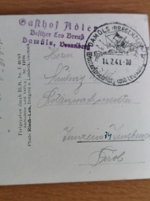 Alte Vorarlberger Feldpostkarte 1941 Bild 3