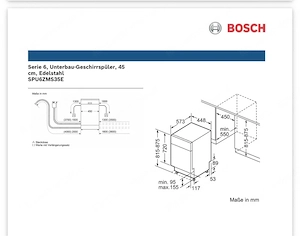 Geschirrspüler Spülmaschine für Unterbau. Bosch. schmal 45 cm Bild 2