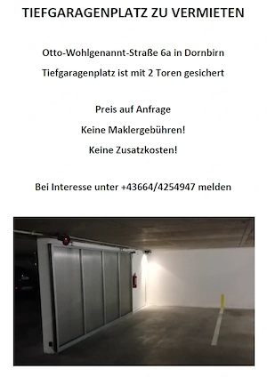 Tiefgaragenplatz Dornbirn nähe Bahnhof Bild 2