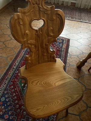 Holztisch Bauerntisch mit 3 Stühlen und Eckbank gepolstert Bild 4