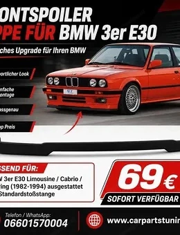 Frontspoilerlippe passend für BMW 3er E30 Limousine   Cabrio   Touring Baujahre 1982 bis 1994