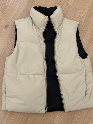  Beige Steppweste mit schwarzem Innenfutter Bild 4