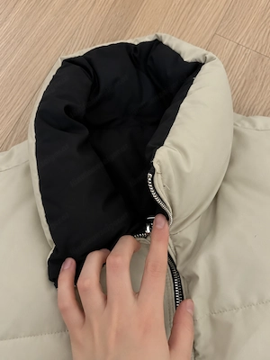  Beige Steppweste mit schwarzem Innenfutter Bild 5