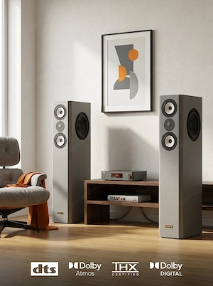 High-End Heimkino-Set: Visaton VOX 251 & CT 130 Dipol (Grau   MDF)