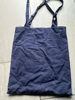 Handmade Patchwork Stofftasche gefüttert Tote Bag Blau Orange Bild 2