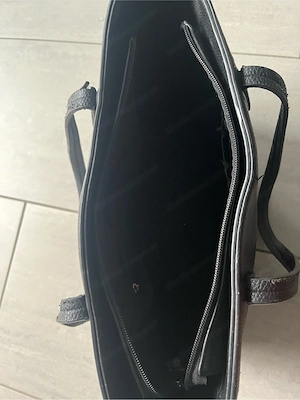 Schwarzer Leder Shopper   Große Handtasche Tote Bag elegant Bild 10