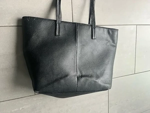 Schwarzer Leder Shopper   Große Handtasche Tote Bag elegant Bild 4